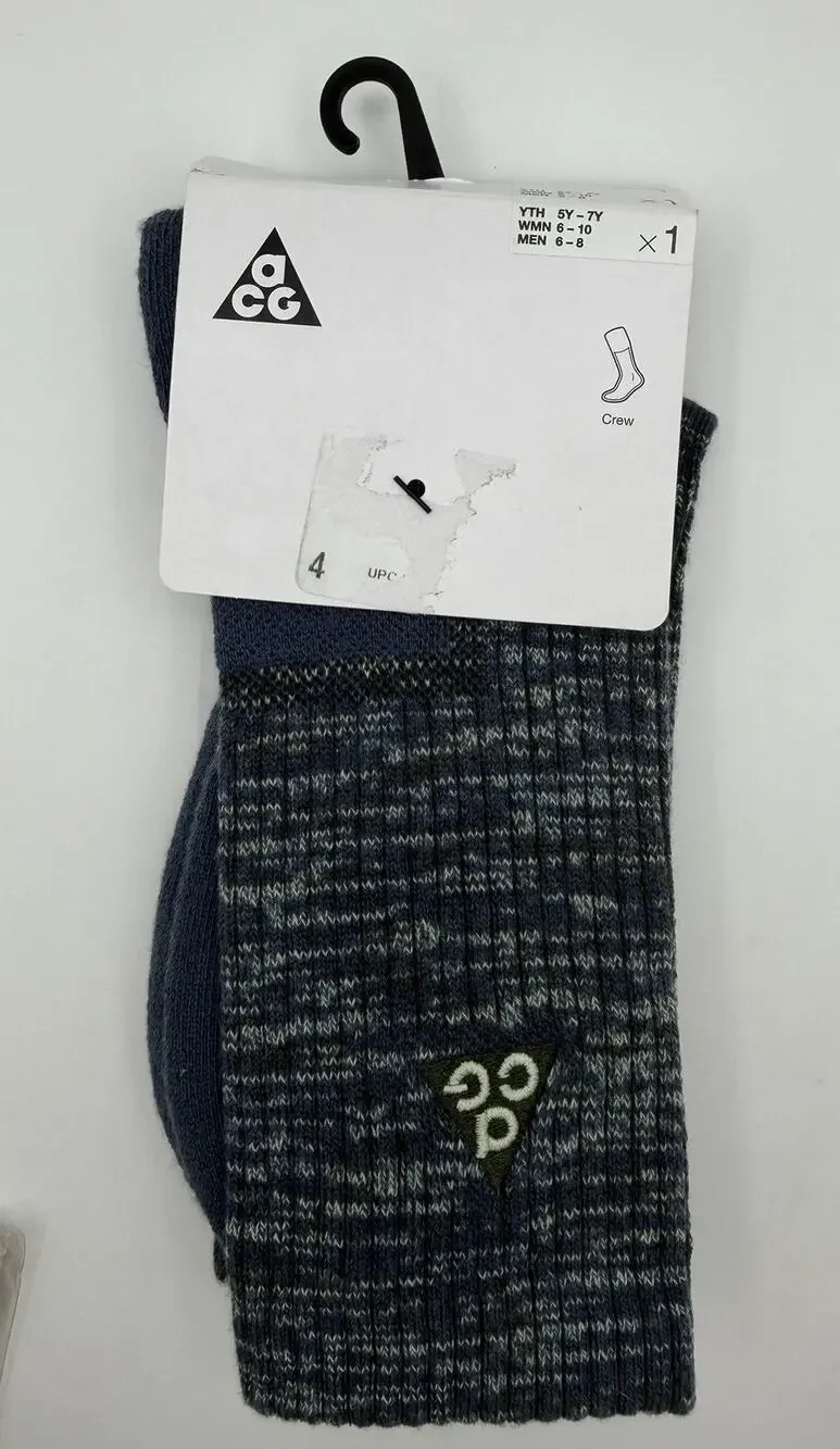 NWT Nike ACG Unisex Everyday Cushioned Crew Socks Youth Men Women (Blue/Marl)